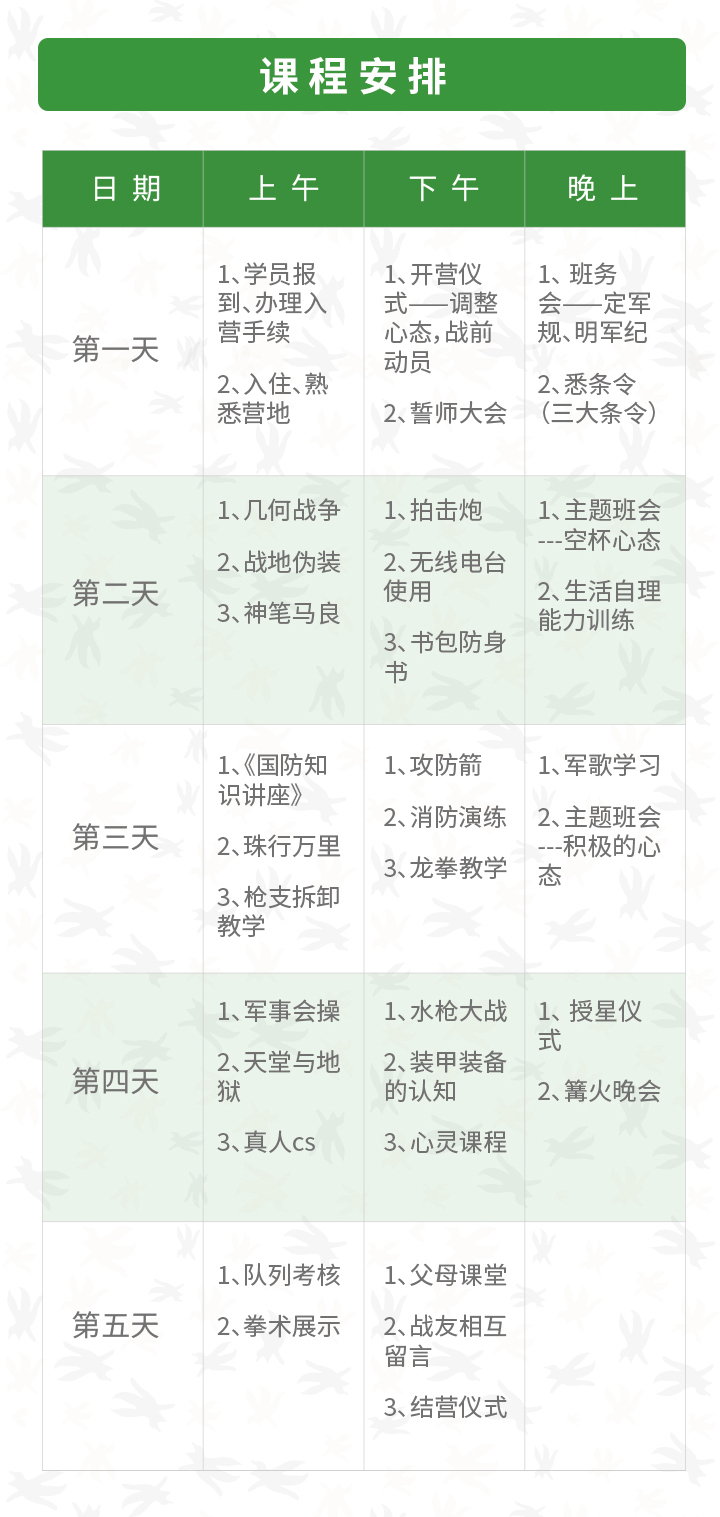 暑假5天陆军训练营