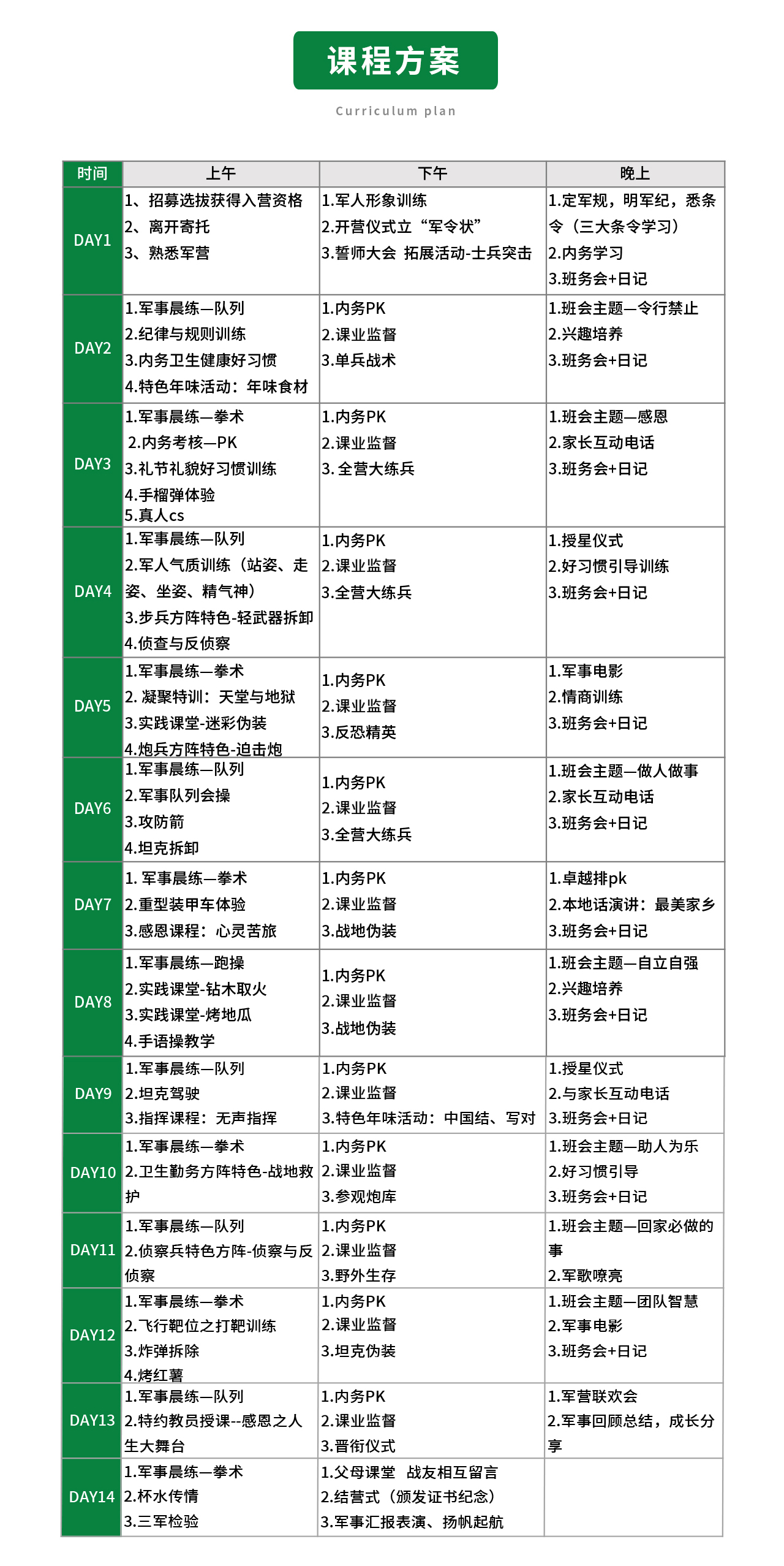 寒假14天王牌陆军冬令营1对6