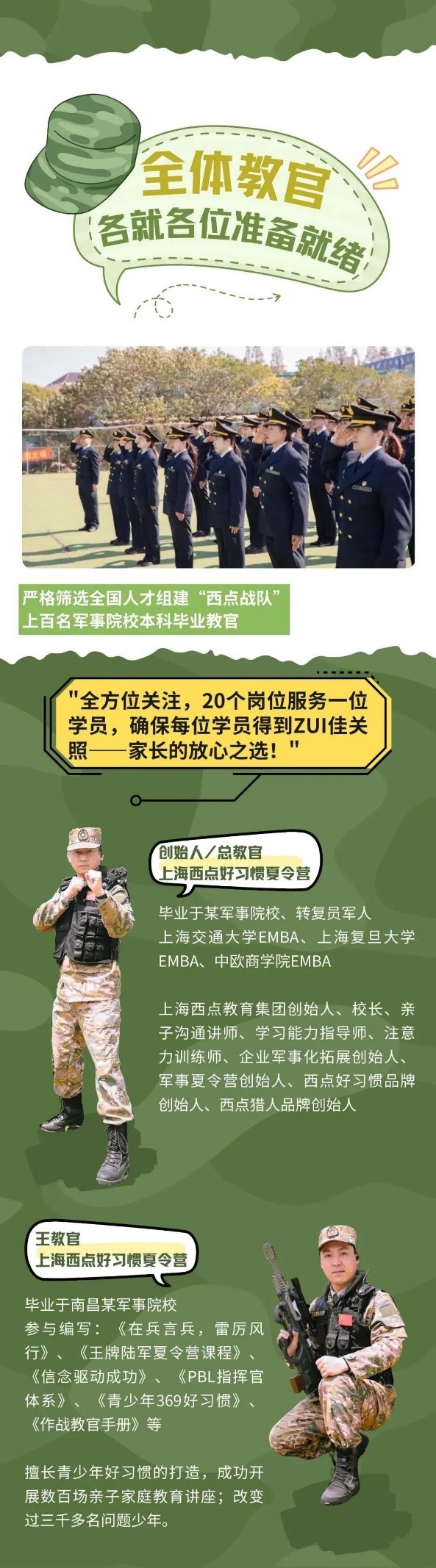 西点好习惯夏令营20个岗位服务1个学员！